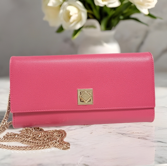 ​💖 VINTAGE DIOR Fuchsia Pink Leather Clutch with Chain - WOC - Picture 8 of 16